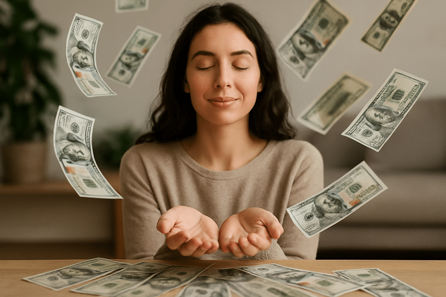 Image illustrant l'abondance financière grâce à la loi de l'attraction et l'intuition.