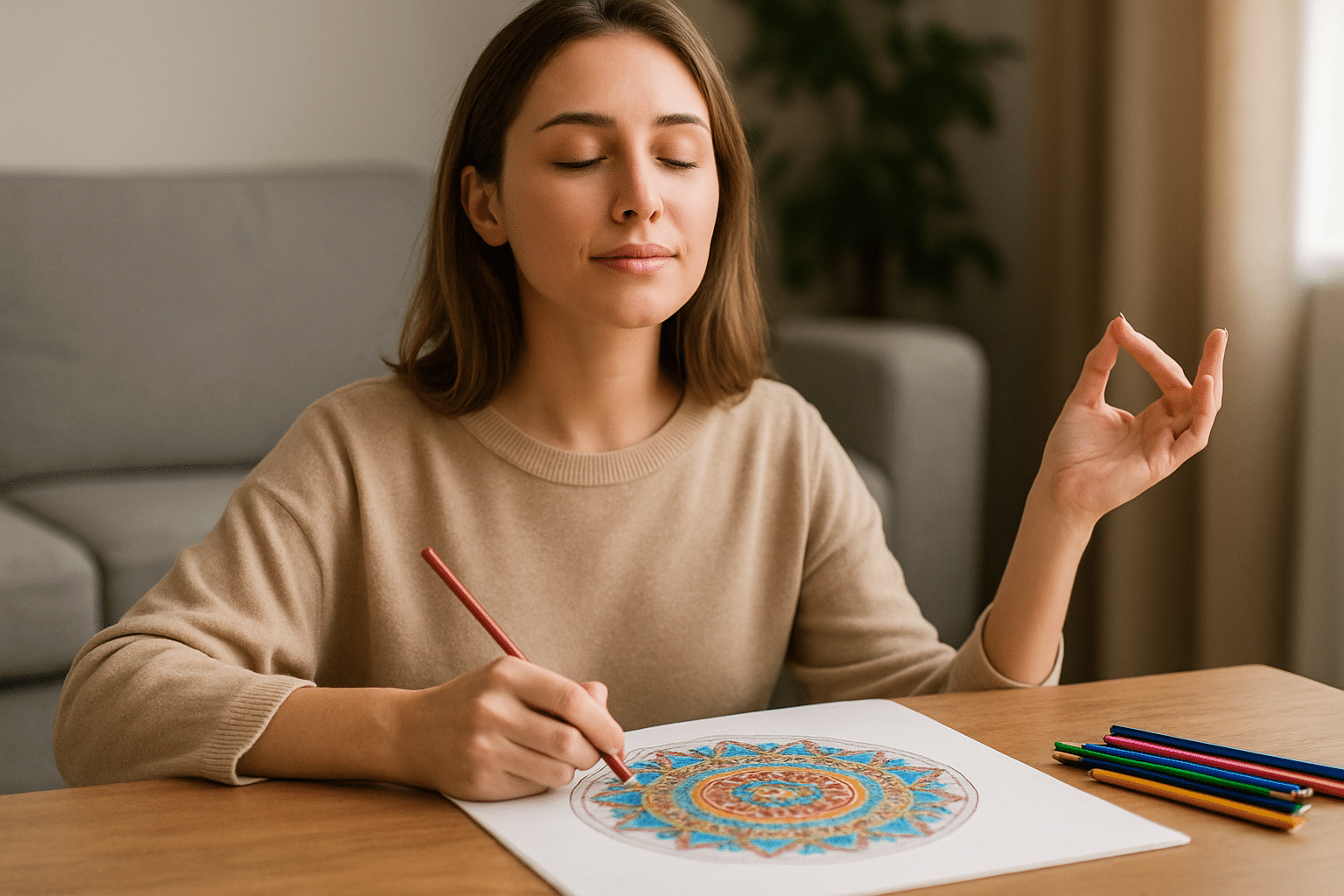 Image d'un mandala coloré utilisé pour la thérapie et la méditation créative.